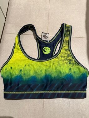 WAVE LIFE WOMEN SIZE XS UPF50+ REVERSIBLE SPORT BRA print and solid navy